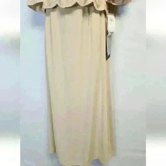 Adrianna Papell Occasions 2 Pc Set Beaded Flower Bskt skirt Beige Sz 8P $160 - Picture 2 of 16